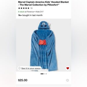 Pillowfort Blue and Red Hooded Blanket
